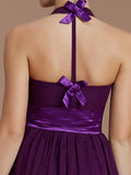 A-Line/Princess Halter Sleeveless Sash/Ribbon/Belt Floor-Length Chiffon Bridesmaid Dresses Evening Prom Dress