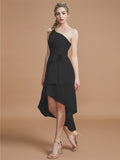 A-Line/Princess One-Shoulder Sleeveless Layers Asymmetrical Chiffon Bridesmaid Dresses Prom Dress