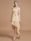 A-Line/Princess One-Shoulder Sleeveless Layers Asymmetrical Chiffon Bridesmaid Dresses Prom Dress