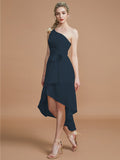 A-Line/Princess One-Shoulder Sleeveless Layers Asymmetrical Chiffon Bridesmaid Dresses Prom Dress