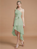 A-Line/Princess One-Shoulder Sleeveless Layers Asymmetrical Chiffon Bridesmaid Dresses Prom Dress