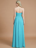 Empire Sweetheart Sleeveless Ruched Floor-Length Chiffon Bridesmaid Dresses Evening Prom Dress