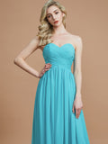 Empire Sweetheart Sleeveless Ruched Floor-Length Chiffon Bridesmaid Dresses Evening Prom Dress