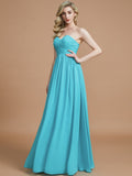 Empire Sweetheart Sleeveless Ruched Floor-Length Chiffon Bridesmaid Dresses Evening Prom Dress