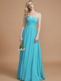 Empire Sweetheart Sleeveless Ruched Floor-Length Chiffon Bridesmaid Dresses Evening Prom Dress