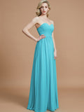 Empire Sweetheart Sleeveless Ruched Floor-Length Chiffon Bridesmaid Dresses Evening Prom Dress