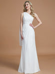 Sheath/Column One-Shoulder Sleeveless Floor-Length Chiffon Bridesmaid Dresses Wedding Guest Dress