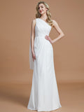 Sheath/Column One-Shoulder Sleeveless Floor-Length Chiffon Bridesmaid Dresses Wedding Guest Dress
