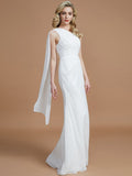 Sheath/Column One-Shoulder Sleeveless Floor-Length Chiffon Bridesmaid Dresses Wedding Guest Dress