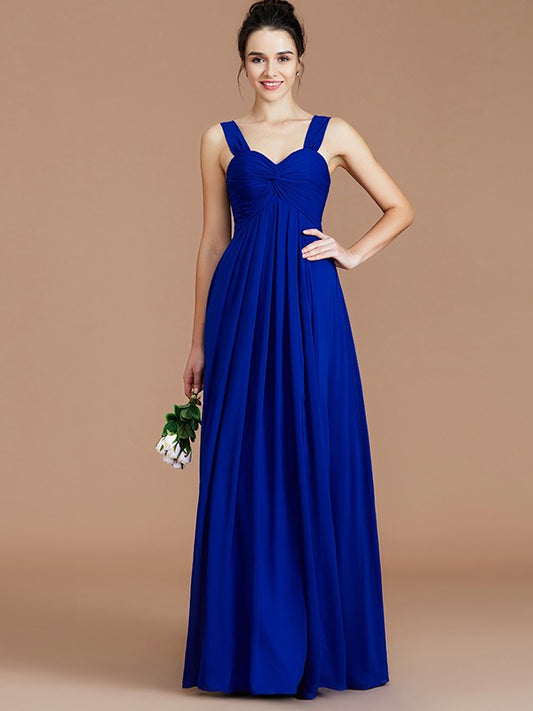 Vestido de dama de honor de gasa con escote imperio, sin mangas, fruncido y largo hasta el suelo, vestido de invitada de boda