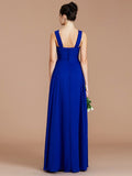 Empire Sweetheart Sleeveless Ruched Floor-Length Chiffon Bridesmaid Dresses Evening Prom Dress