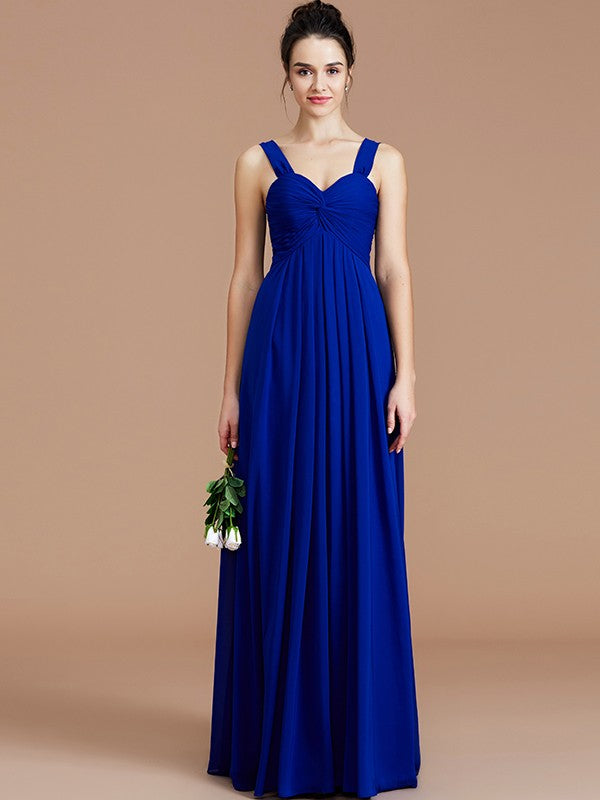 Vestido de dama de honor de gasa con escote imperio, sin mangas, fruncido y largo hasta el suelo, vestido de invitada de boda