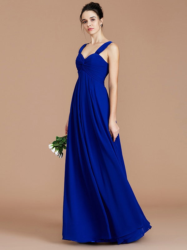 Vestido de dama de honor de gasa con escote imperio, sin mangas, fruncido y largo hasta el suelo, vestido de invitada de boda