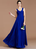 Vestido de dama de honor de gasa con escote imperio, sin mangas, fruncido y largo hasta el suelo, vestido de invitada de boda