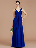 Empire Sweetheart Sleeveless Ruched Floor-Length Chiffon Bridesmaid Dresses Evening Prom Dress