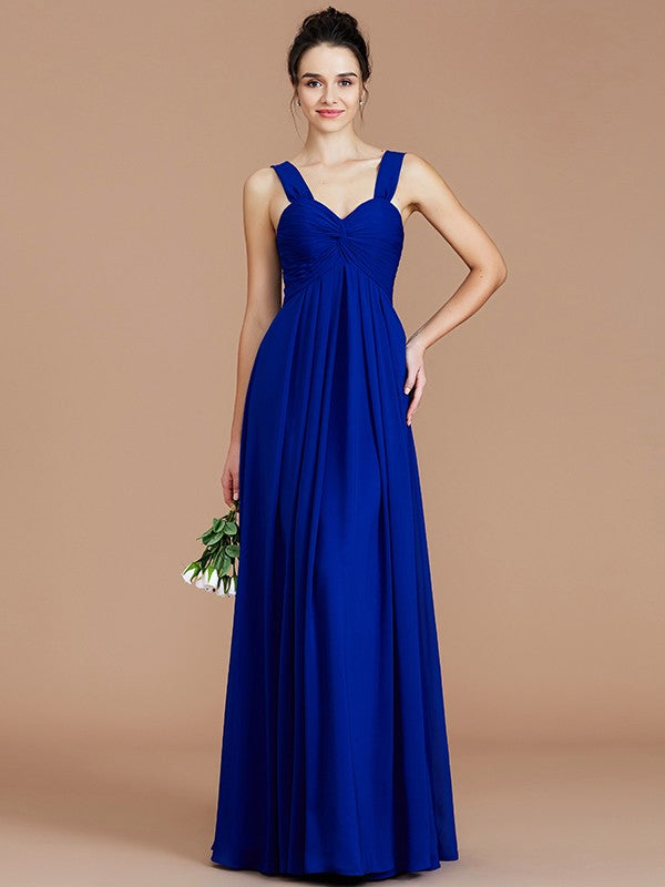 Vestido de dama de honor de gasa con escote imperio, sin mangas, fruncido y largo hasta el suelo, vestido de invitada de boda
