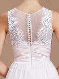 A-Line/Princess Jewel Sleeveless Ruched Floor-Length Chiffon Bridesmaid Dresses Evening Prom Dress