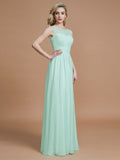 A-Linie/Princess-Linie U-Ausschnitt Ärmellos Bodenlang Chiffon Brautjungfernkleider Abendkleid