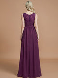 A-Line/Princess Sleeveless V-neck Floor-Length Chiffon Bridesmaid Dresses Evening Dress