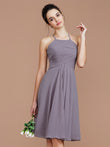A-Line/Princess Halter Sleeveless Ruched Short/Mini Chiffon Bridesmaid Dresses Wedding Guest Dress