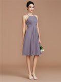 A-Line/Princess Halter Sleeveless Ruched Short/Mini Chiffon Bridesmaid Dresses Wedding Guest Dress