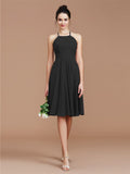 A-Line/Princess Halter Sleeveless Ruched Short/Mini Chiffon Bridesmaid Dresses Wedding Guest Dress