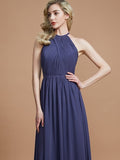 A-Line/Princess Scoop Chiffon Sleeveless Floor-Length Bridesmaid Dresses Evening Prom Dress