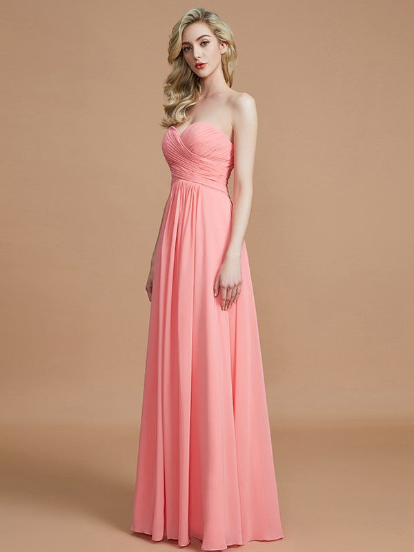 A-Line/Princess Sweetheart Sleeveless Floor-Length Chiffon Bridesmaid Dresses Evening Prom Dress