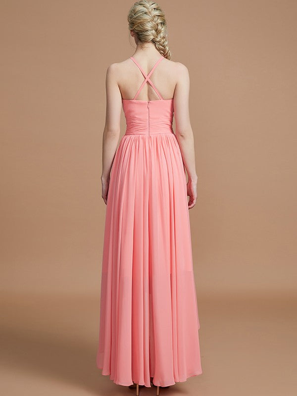 A-Linie/Princess-Linie Neckholder Asymmetrisch Ärmellos Chiffon Brautjungfernkleider Abendkleid