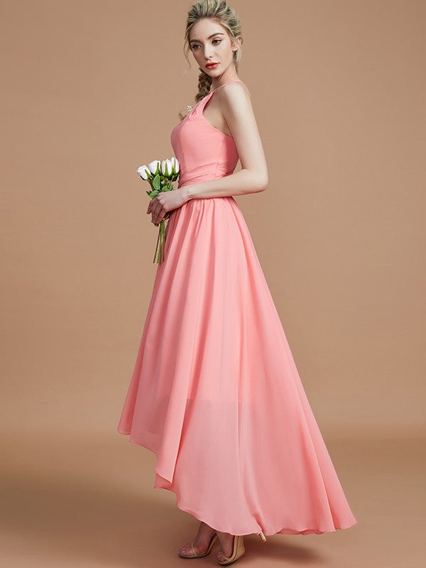 A-Linie/Princess-Linie Neckholder Asymmetrisch Ärmellos Chiffon Brautjungfernkleider Abendkleid