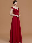 A-Line/Princess V-neck Sleeveless Floor-Length Lace Chiffon Bridesmaid Dresses Evening Dress