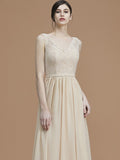 A-Line/Princess V-neck Sleeveless Floor-Length Ruffles Chiffon Bridesmaid Dresses Evening Prom Dress