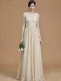 A-Line/Princess V-neck Sleeveless Floor-Length Ruffles Chiffon Bridesmaid Dresses Evening Prom Dress