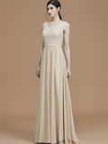 A-Line/Princess V-neck Sleeveless Floor-Length Ruffles Chiffon Bridesmaid Dresses Evening Prom Dress