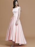 A-Line/Princess Bateau Sleeveless Asymmetrical Ruffles Satin Bridesmaid Dresses Prom Dress