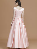 A-Line/Princess Bateau Sleeveless Asymmetrical Ruffles Satin Bridesmaid Dresses Prom Dress