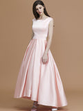 A-Line/Princess Bateau Sleeveless Asymmetrical Ruffles Satin Bridesmaid Dresses Prom Dress