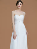 A-Line/Princess Sweetheart Sleeveless Sweep/Brush Train Beading Chiffon Bridesmaid Dresses Evening Prom Dress