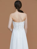 A-Line/Princess Sweetheart Sleeveless Sweep/Brush Train Beading Chiffon Bridesmaid Dresses Evening Prom Dress