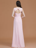 A-Line/Princess V-neck Sleeveless Floor-Length Ruched Chiffon Bridesmaid Dresses Wedding Guest Dress