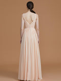 A-Line/Princess V-neck Sleeveless Floor-Length Ruffles Chiffon Bridesmaid Dresses Evening Prom Dress