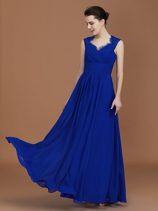 A-Line/Princess Sweetheart Sleeveless Ruffles Floor-Length Chiffon Bridesmaid Dresses Evening Prom Dress