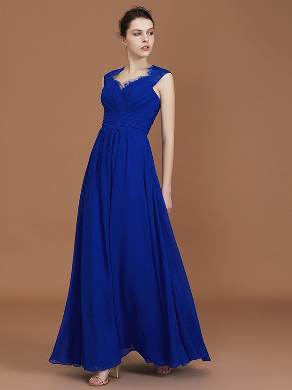 A-Line/Princess Sweetheart Sleeveless Ruffles Floor-Length Chiffon Bridesmaid Dresses Evening Prom Dress