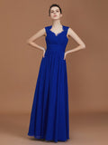 A-Line/Princess Sweetheart Sleeveless Ruffles Floor-Length Chiffon Bridesmaid Dresses Evening Prom Dress