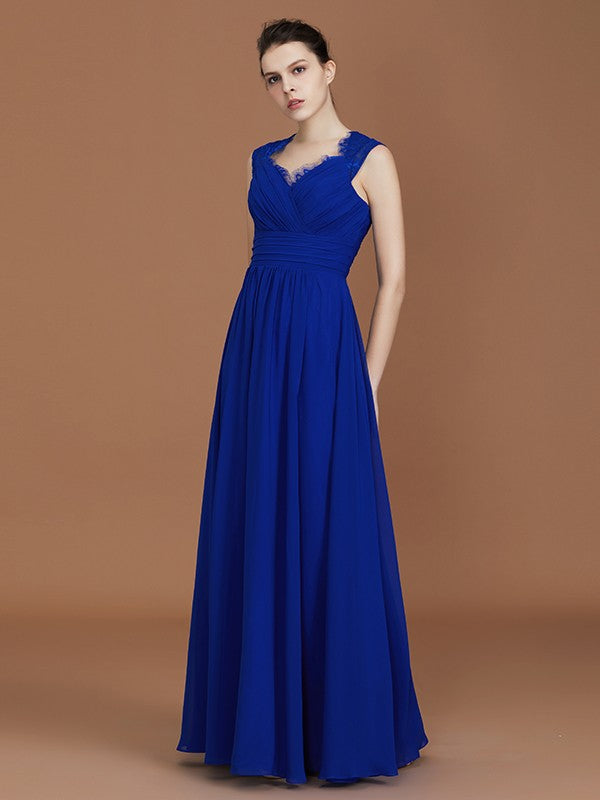 A-Line/Princess Sweetheart Sleeveless Ruffles Floor-Length Chiffon Bridesmaid Dresses Evening Prom Dress