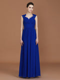 A-Line/Princess Sweetheart Sleeveless Ruffles Floor-Length Chiffon Bridesmaid Dresses Evening Prom Dress