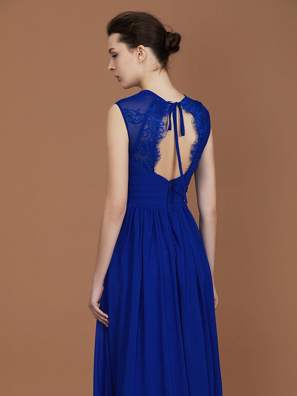 A-Line/Princess Sweetheart Sleeveless Ruffles Floor-Length Chiffon Bridesmaid Dresses Evening Prom Dress