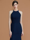 Trumpet/Mermaid Halter Sleeveless Floor-Length Ruched Chiffon Bridesmaid Dresses Evening Formal Dress