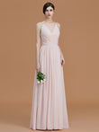 A-Line/Princess Spaghetti Straps Sleeveless Floor-Length Ruched Chiffon Bridesmaid Dresses Evening Prom Dress