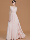 A-Line/Princess Spaghetti Straps Sleeveless Floor-Length Ruched Chiffon Bridesmaid Dresses Evening Prom Dress